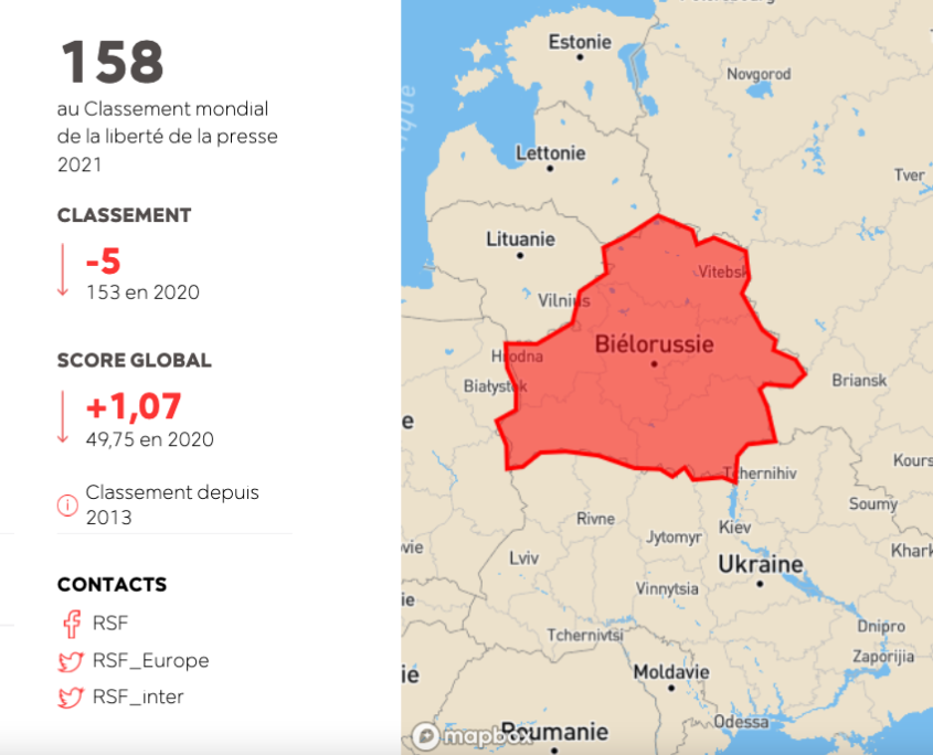 Le Bélarus est le pays le plus dangereux en Europe pour les journalistes (RSF)